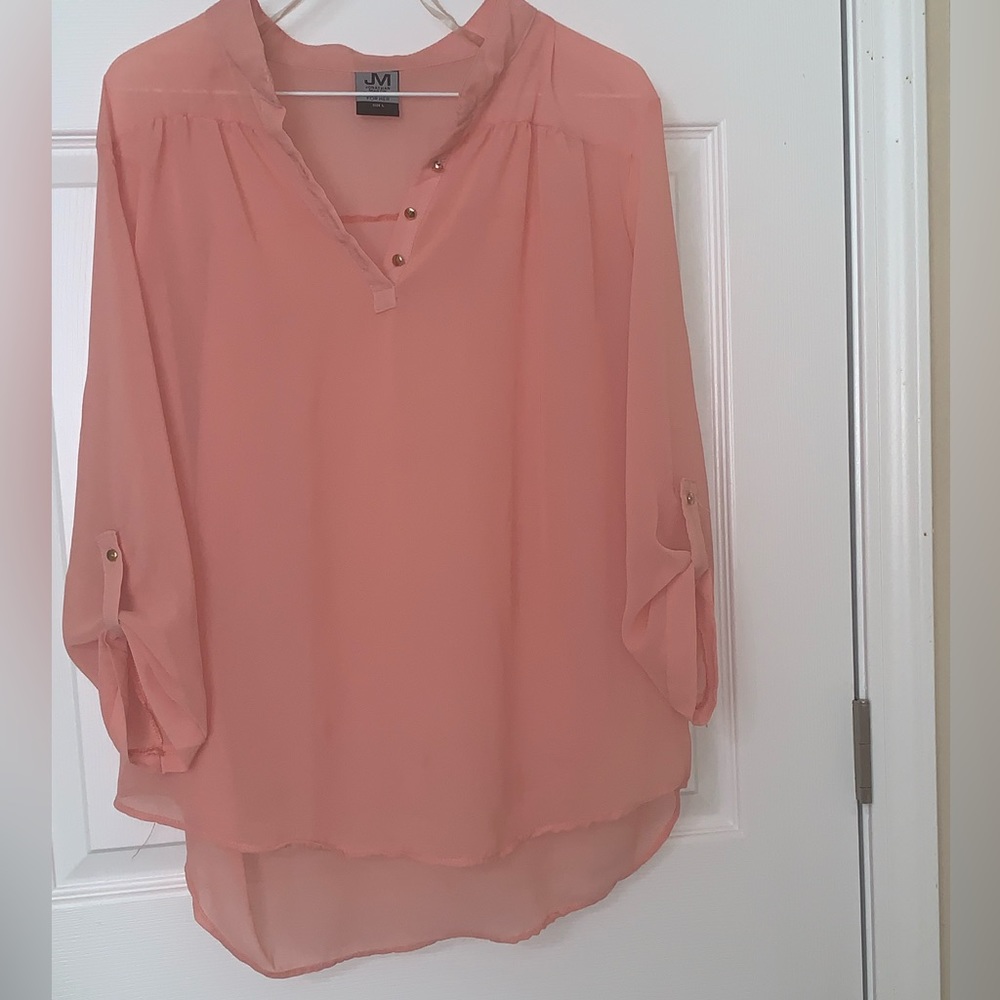 Light pink blouse size large with gold buttons